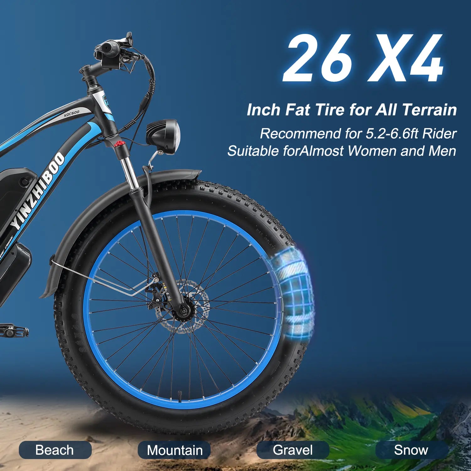 YinZhiBoo XDC600 2000W Peak Electric Bike with 48V 17.5Ah Battery