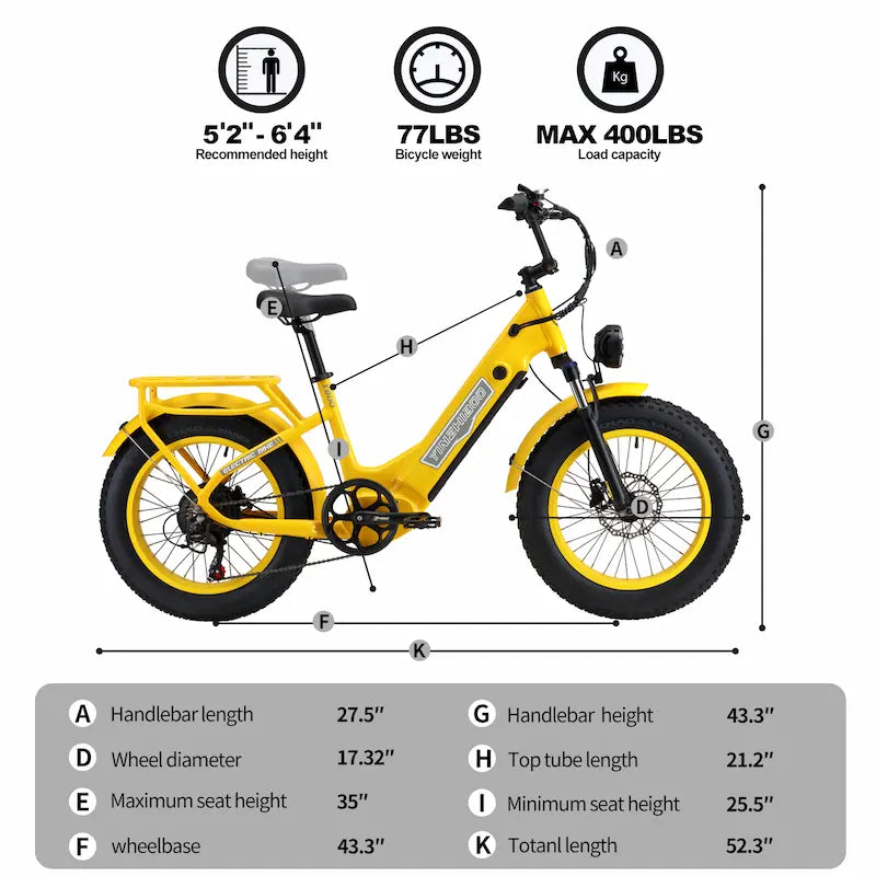 Y800 750W Motor Fat Tire Electric Bike,32MPH, 40 Mile Range