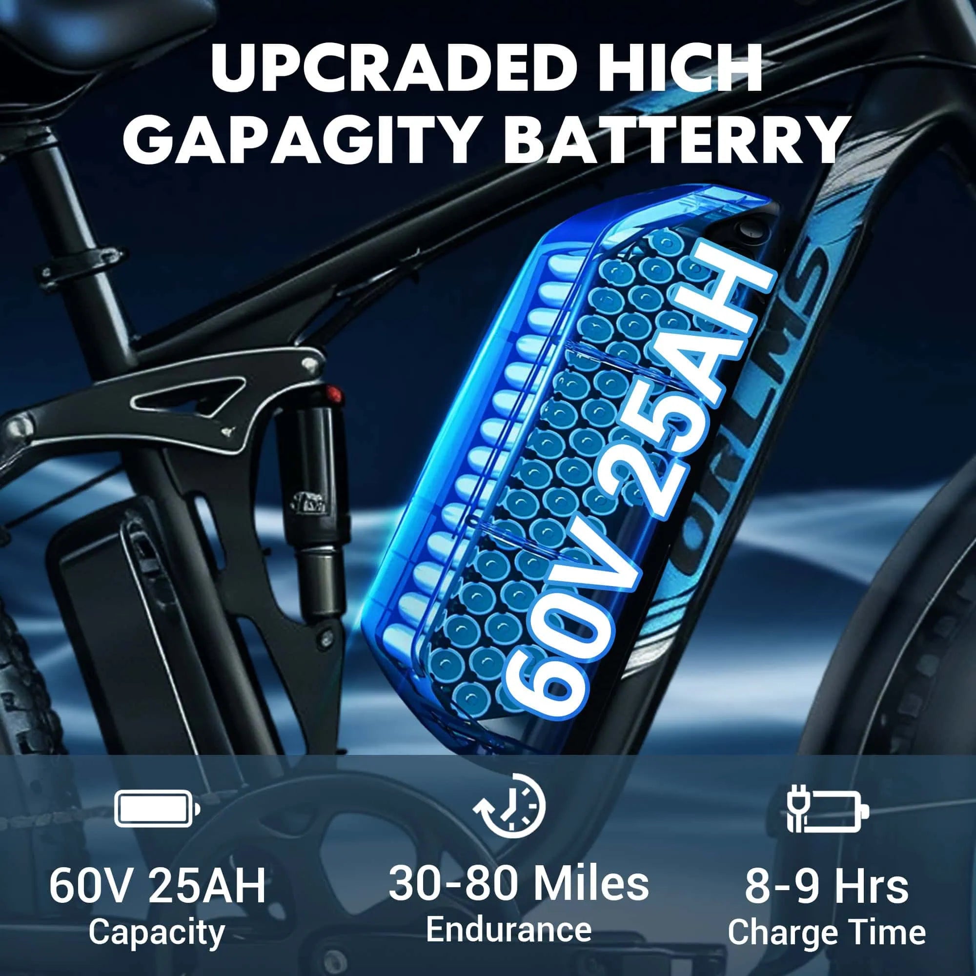 YinZhiBoo Dual Motor Electric Mountain Bike 5000W ,60V Battery Certified to UL2849