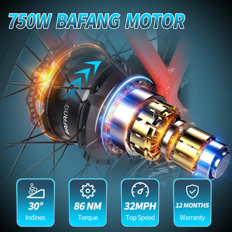 Y800  750W Motor  Fat Tire Electric Bike，32MPH, 40 Mile Range