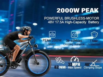 YinZhiBoo XDC600 2000W Peak Electric  Bike with 48V 17.5Ah  Battery