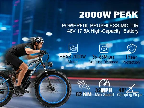 YinZhiBoo XDC600 2000W Peak Electric  Bike with 48V 17.5Ah  Battery