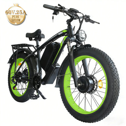 YinZhiBoo 5000W Fat Tire Electric Bike，Dual Motor Off-Road  Electric Mount Bike，60V  Battery Certified   to  UL2849