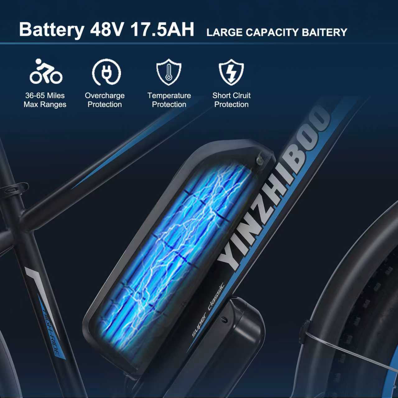 YinZhiBoo XDC600 2000W Peak Electric  Bike with 48V 17.5Ah  Battery