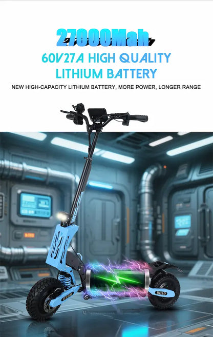 GT08 Electric Scooter With 60V 27Ah Battery ,5600W Dual Motor Commuter Scooter Up to 50MPH & 45 Miles Range (Folding)