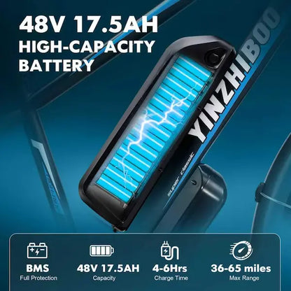 YinZhiBoo XDC600 Fat Tire Electric Bike with 48V 17.5Ah Battery Certified to UL2849