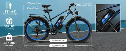 YinZhiBoo XDC600 Fat Tire Electric Bike with 48V 17.5Ah Battery Certified to UL2849